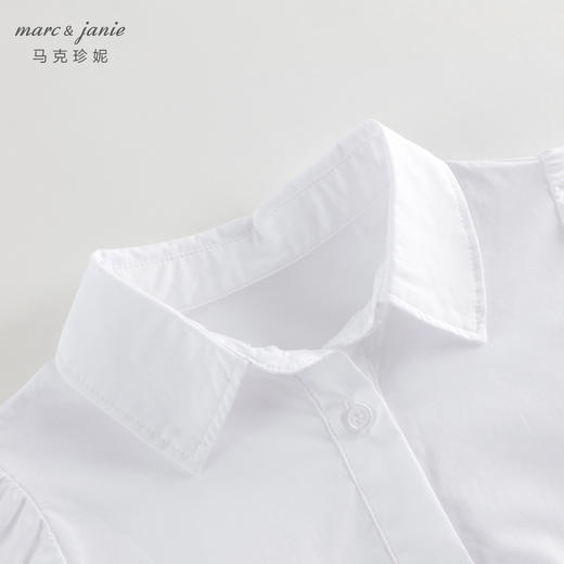 马克珍妮2024年秋装新款 女童拼接花边纯棉衬衫连衣裙 241267 商品图4