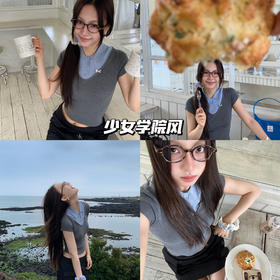 新品上身 | 复古又时髦的polo假两件，少女学院风轻松拿捏~