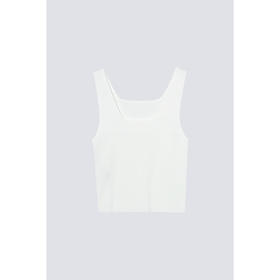 【严选】诗凡黎白色短款针织背心2024秋新款黑色方领内搭打底套头上衣SF7131431