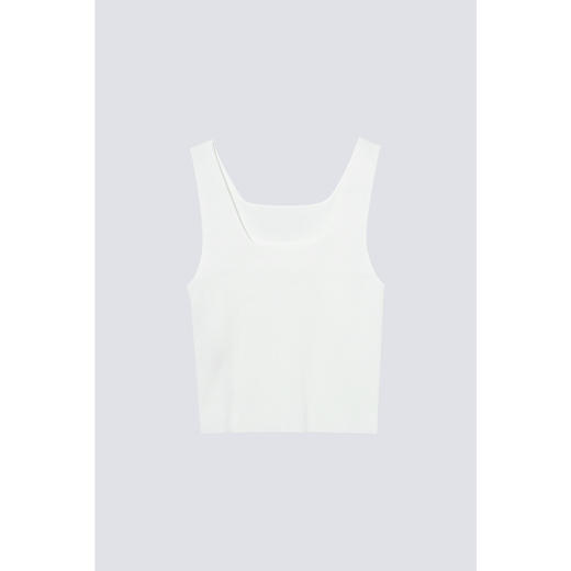 【严选】诗凡黎白色短款针织背心2024秋新款黑色方领内搭打底套头上衣SF7131431 商品图0