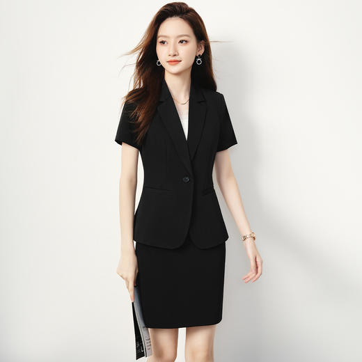 【短袖西服+半裙】罗蒙女士套装职业干练优雅百搭商务两件套女 商品图3