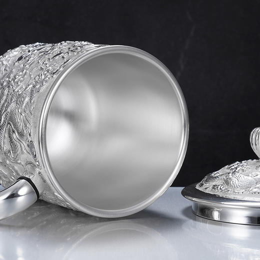 子佩集S999银【飞龙乘云】口杯摆件【FS016】纯银茶杯摆件办公杯摆件2406 商品图3