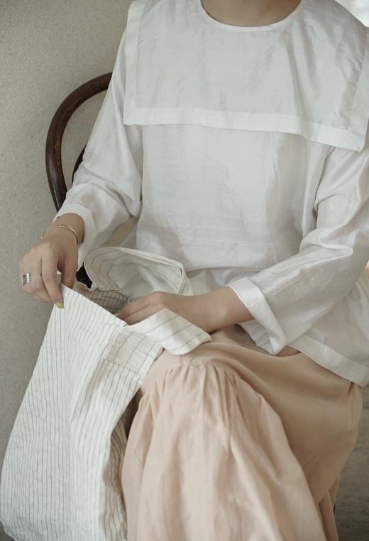 BUNON 真丝海军领长袖衬衫上衣 商品图7