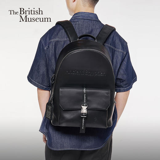 大英博物馆 盖亚·安德森猫系列 头层牛皮革 背包 男女通用 休闲商务 双肩包 大容量 通勤背包 多用途 旅行包 商品图0