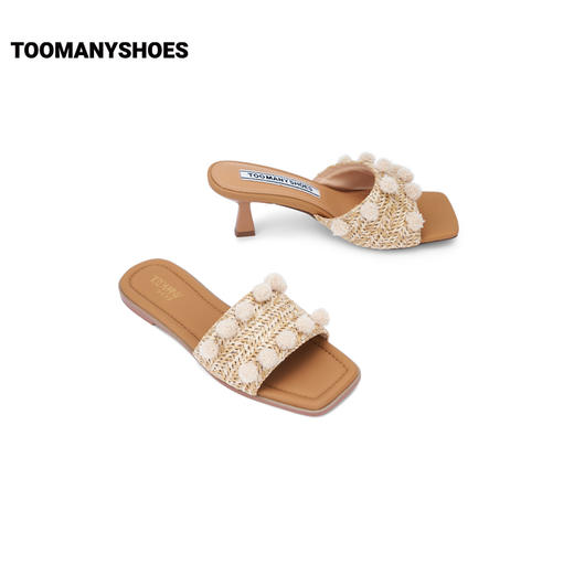 Toomanyshoes一字拖高跟编织凉拖外穿 商品图3