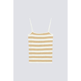 【严选】诗凡黎黑色细肩带针织背心2024秋新款短款流行内搭条纹吊带女SF7131421