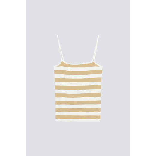 【严选】诗凡黎黑色细肩带针织背心2024秋新款短款流行内搭条纹吊带女SF7131421 商品图0