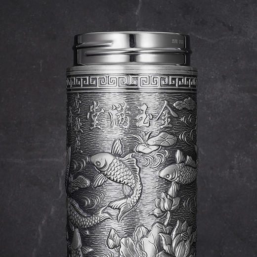 子佩集S999银【年年有余】杯摆件【DLBJB0035-136】纯银内胆泡茶杯2406 商品图3