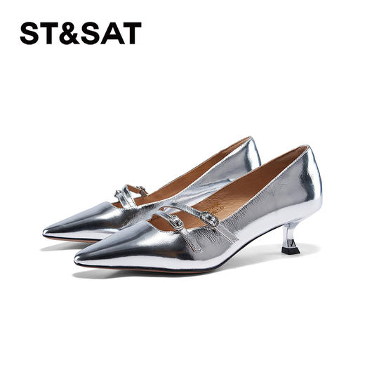 星期六时髦尖头双扣带细高跟SSC3111194 商品图4