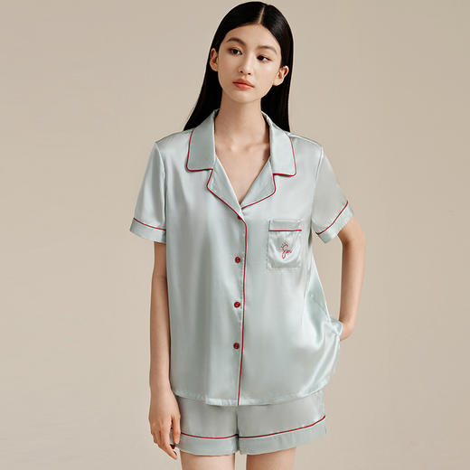 100%桑蚕丝 短袖衣裤套  A-5939 商品图0