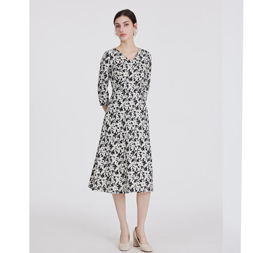 司歌v领七分袖连衣裙春秋端庄知性A891217X 商品图2