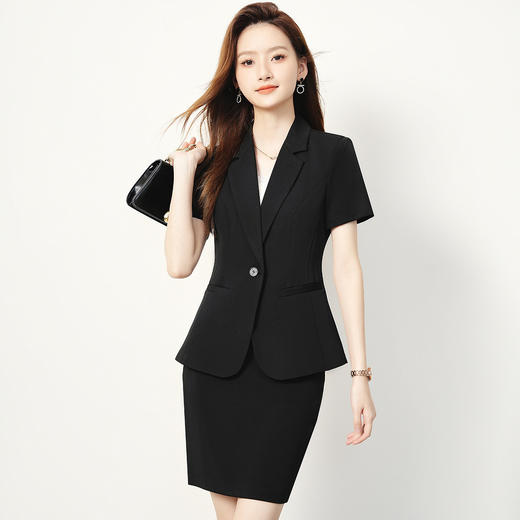 【短袖西服+半裙】罗蒙女士套装职业干练优雅百搭商务两件套女 商品图6