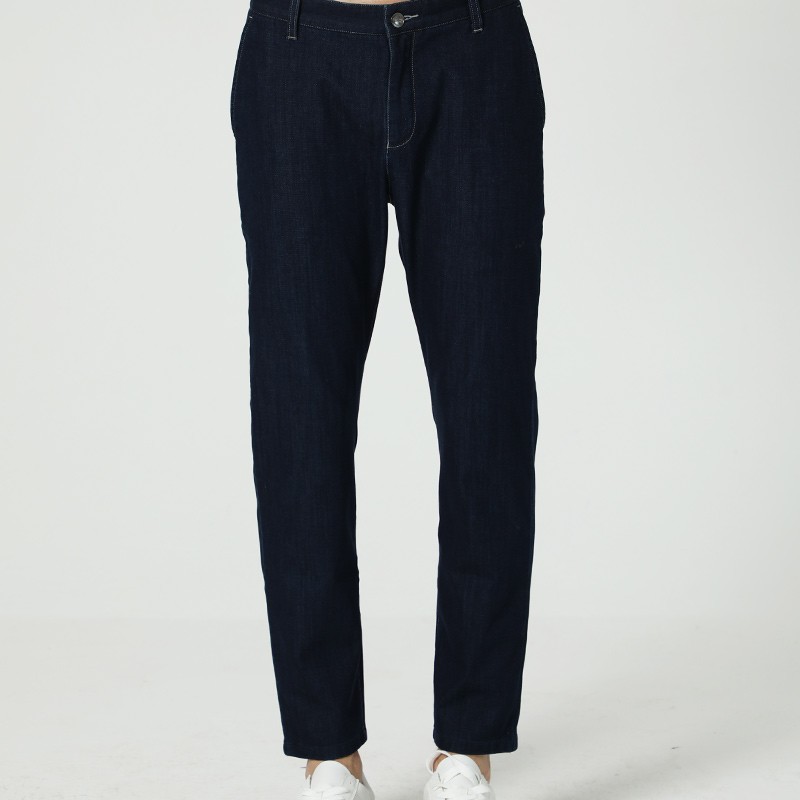 波顿春夏深蓝色宽松直筒高端牛仔裤男士长裤子ME651119