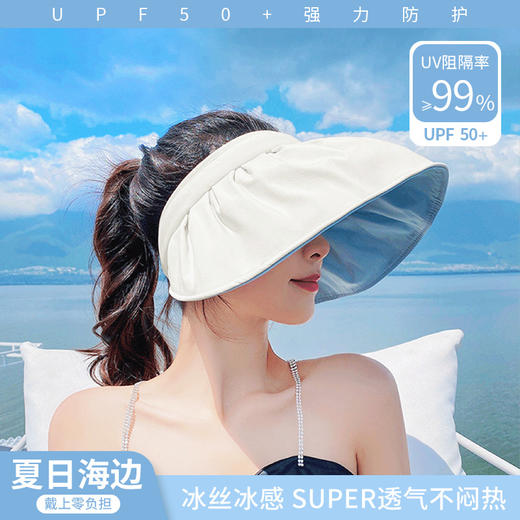 「五款配饰！冰丝贝壳帽」沙滩防晒帽女夏季防紫外线遮阳帽大帽檐全遮脸太阳帽配饰 商品图0