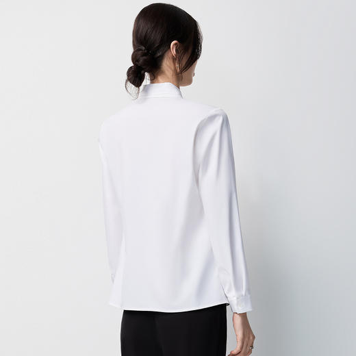 【蝴蝶结系带领】罗蒙女士长袖衬衫舒适微弹优雅气质时尚有型衬衣女 商品图8