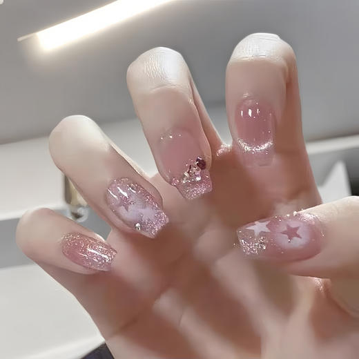 美甲穿戴甲纯欲风高级山茶花指甲贴片中长梯形显白美甲片钻款成品 商品图9