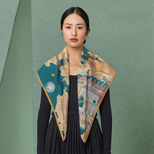 万事利“白日焰火W”88厘米WL双面印花大方巾 商品图0