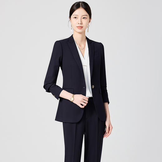 【上衣+裤子】罗蒙女士套装工作面试通勤简约大气职业装两件套女 商品图10