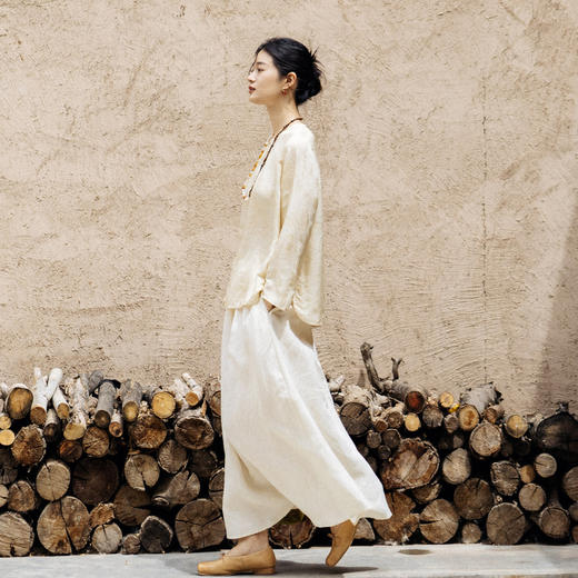 绽放旅行女装430高端新中式提花柞蚕丝衬衫圆领盘扣小衫国风上衣 商品图3