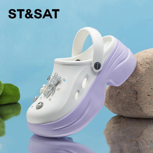 星期六时髦撞色厚底百搭洞洞鞋SSC21101AB 商品图3