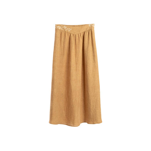 绽放旅行女装482朵/夏季新款度假大摆半身裙文艺天丝亚麻刺绣半裙 商品图4