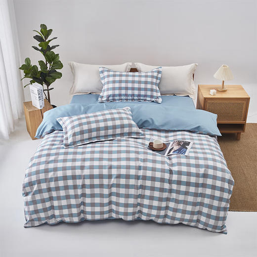 红蜻蜓亲肤棉床上四件套小清新床上田园风床单被套学生宿舍无印系列四件套-巴克曼 被套200*230cm 商品图0