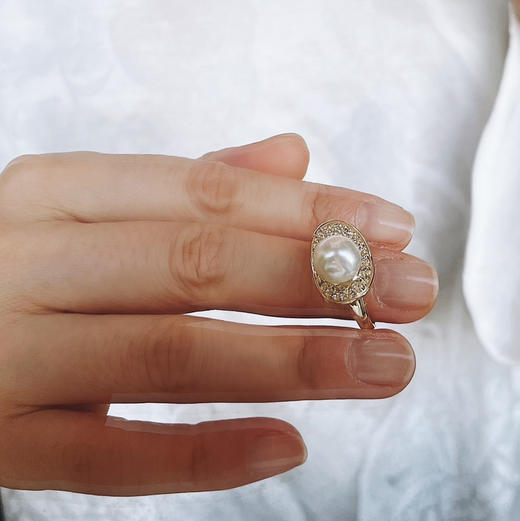 RETRO系列 14K镶钻石和南洋珍珠 戒指 商品图4