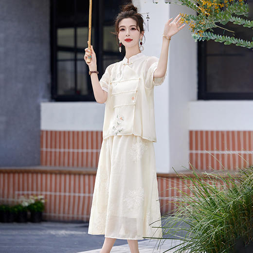 新中式国风刺绣套装裙减龄两件套LMJY6686 商品图3