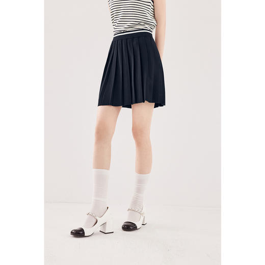 【严选】诗凡黎学院风针织百褶半身裙2024秋新款高知千金感遮胯显瘦短裙女SF7140891 商品图2