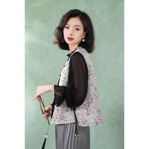 西子/非遗重缎桑蚕丝【梅花宋锦】织锦缎正反两穿马甲马夹/MJBH178 商品图2