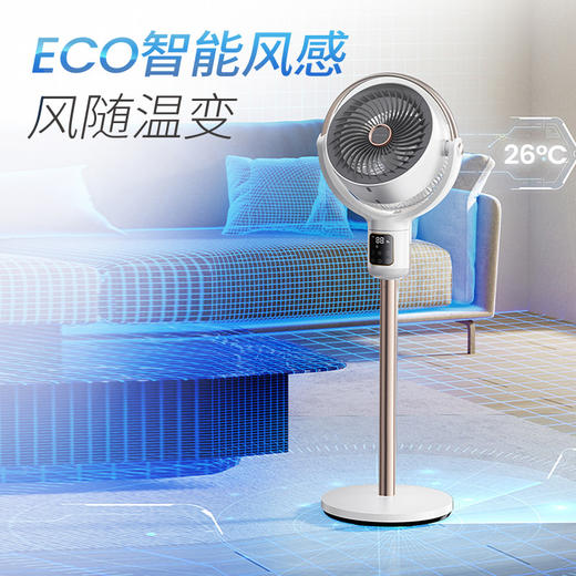 摩飞语音空气循环扇MR3802 家用负离子净化除菌3D送风静柔音直流变频节能摇头电风扇 商品图4