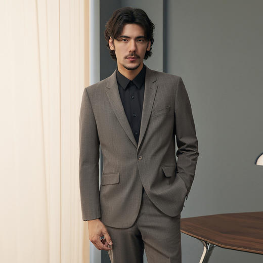【婚礼季/含羊毛】柒牌西装男士套装2025秋季新款商务休闲竖条纹西服外套	127C70070 商品图1