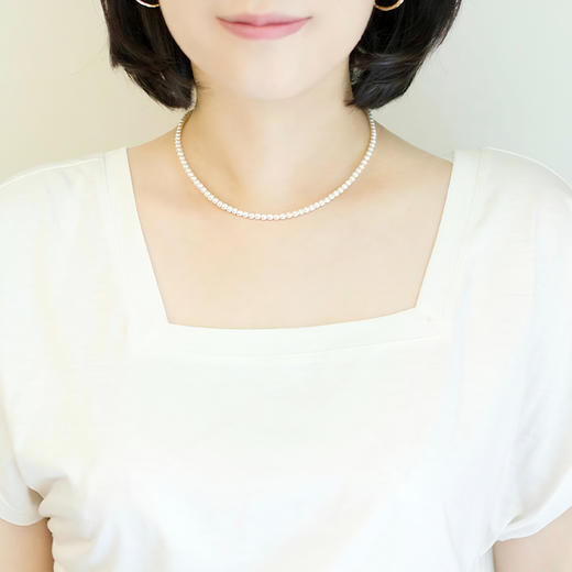 Miss G&E小米珠珍珠正圆天然强光淡水小米珠项链3-4mm锁骨链珍珠项链夏叠戴女送礼自用 商品图2