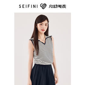 【严选】【心动毛衣】诗凡黎学院风条纹针织马甲2024秋新款时髦减龄上衣女SF7131351