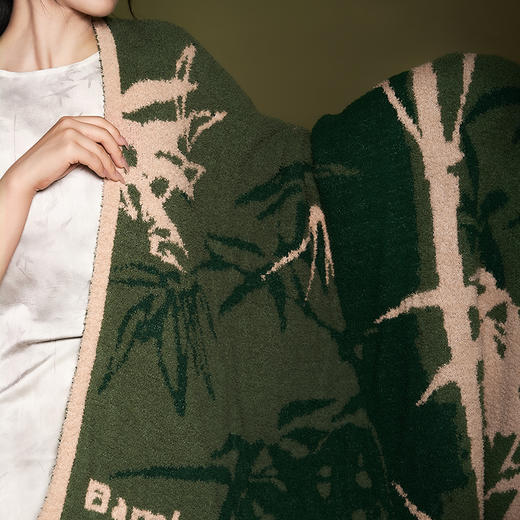 大英博物馆 东方梦境系列 竹报平安 青松飞鹤 提花 半边绒 午睡毯 沙发毛毯 商品图2