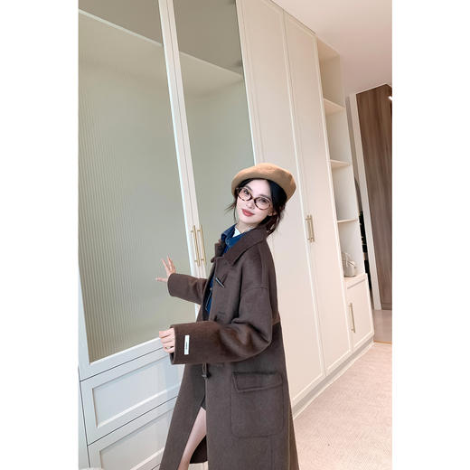 【严选】诗凡黎牛角扣毛呢外套绵羊毛骆驼绒桑蚕丝大衣女2024秋冬新款SF7170081D 商品图4