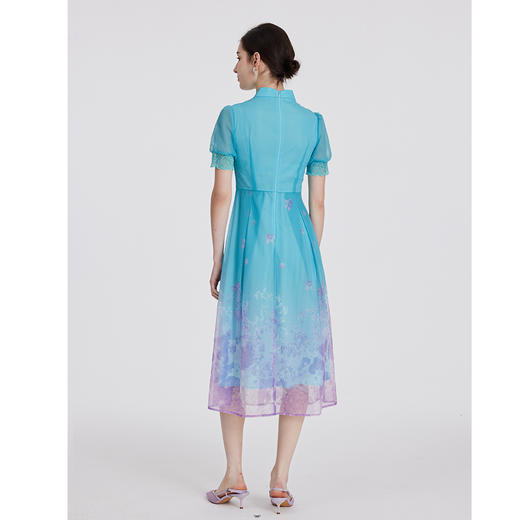 司歌连衣裙丝质弹力印花渐变国风改良旗袍短袖A891159X 商品图3