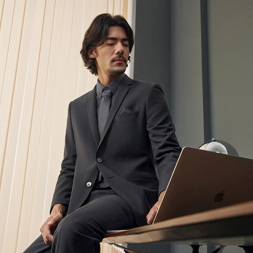 【婚礼季/犀牛褶免烫】柒牌西装男士套装2025秋季新款商务正装西服两件套	127C70110 商品图3