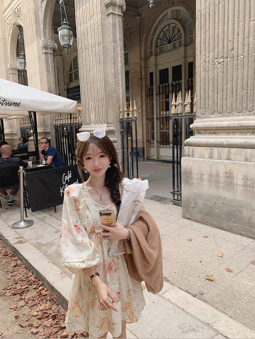 金蘑菇菇 Defloraison甜橘/多版本 娇俏可人亚麻印花连衣裙 商品图1