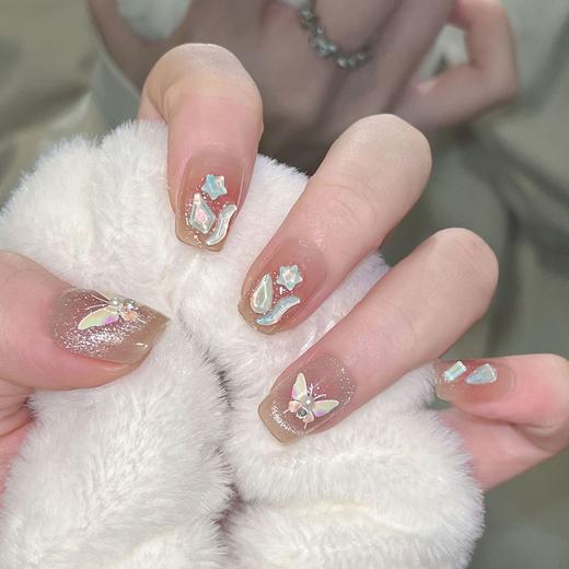 蜜桃腮红法式中长小红书美甲穿戴甲网红纯欲风同款美甲贴片指甲片 商品图8