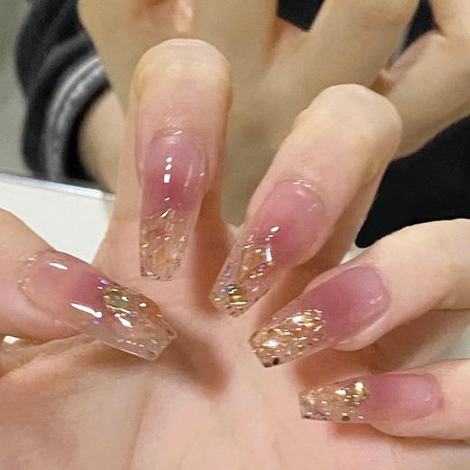 蜜桃腮红法式中长小红书美甲穿戴甲网红纯欲风同款美甲贴片指甲片 商品图3