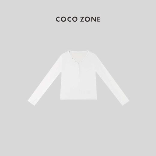COCO ZONE 通勤风V领长袖打底衫显瘦贴身T上衣 23C18757 商品图0