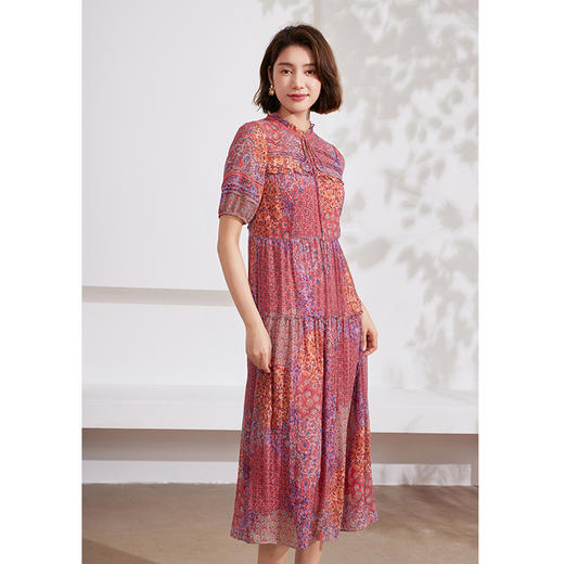 乔万尼真丝连衣裙100%桑蚕丝新款法式碎花EM2E879 商品图1