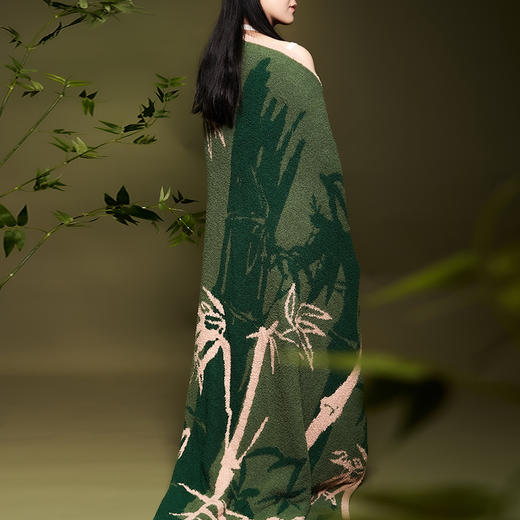 大英博物馆 东方梦境系列 竹报平安 青松飞鹤 提花 半边绒 午睡毯 沙发毛毯 商品图1