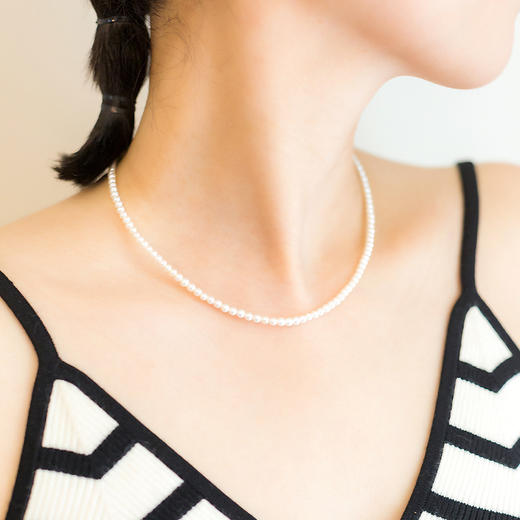 Miss G&E小米珠珍珠正圆天然强光淡水小米珠项链3-4mm锁骨链珍珠项链夏叠戴女送礼自用 商品图3
