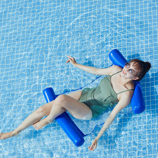 【充气带网吊床，水上游乐新选择，送打气筒！】新品充气带网吊床 可折叠双用靠背浮排 水上游乐躺椅浮床沙发-QQ 商品图3