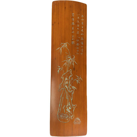 清 周致和款竹雕竹石图诗文臂搁 商品图5