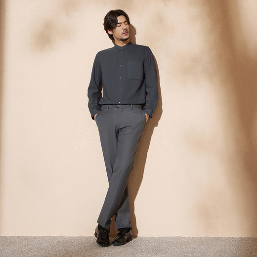 【中华立领】柒牌立领衬衫男2024春秋新款时尚休闲中国风长袖衬衣	127A70010 商品图3