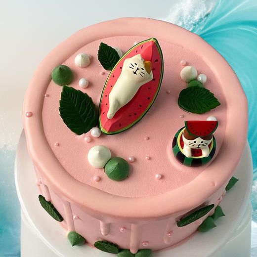 新品秒杀-慵懒猫夏日风情-约6寸3层夹心【网红蛋糕】 商品图1