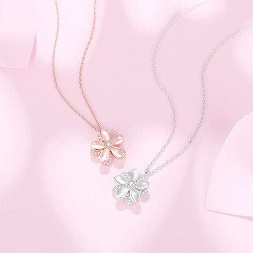 【可旋转项链】梅花锆石微镶带满钻 轻奢玫瑰金女锁骨链 七夕情人节礼物 商品图3